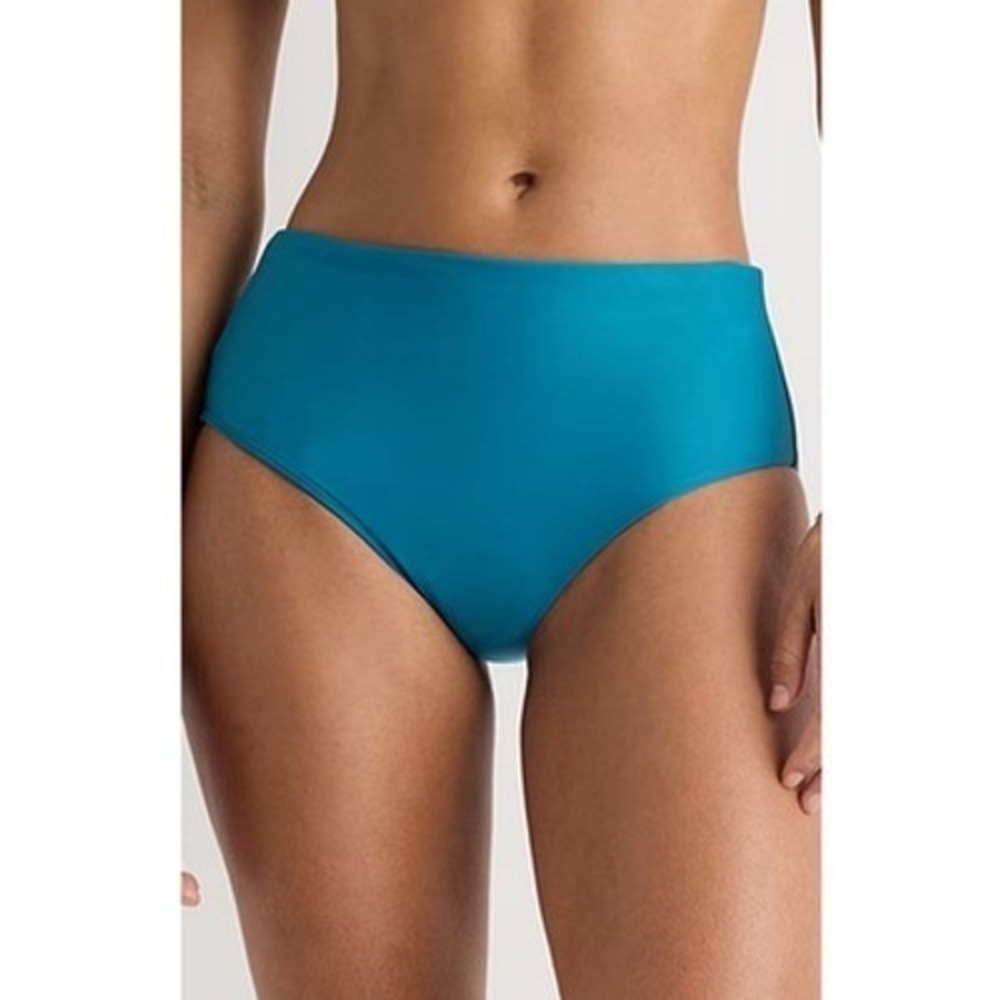 quince italian high-rise bikini bottom swimsuit lagoon teal blue, women x-small